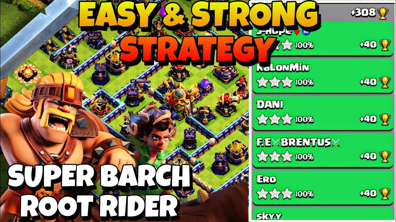 COC TH16 EASY & STRONG STRATEGY 🔴 SUPER BARCH ROOT RIDER 🔴 LEGEND LEAGUE LIVE ATTACK