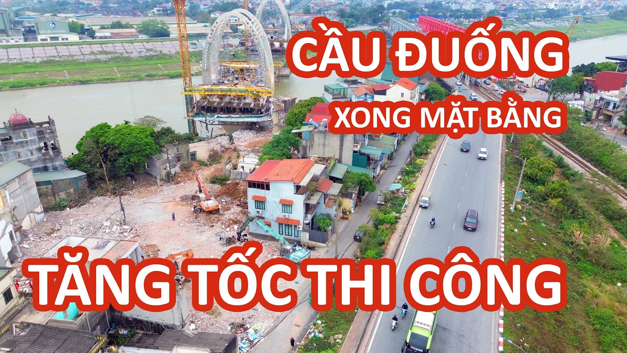 Cầu Đuống mới xong mặt bằng rồi, tăng tốc thi công thôi!