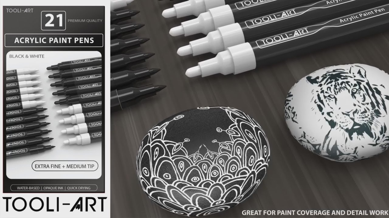 TOOLI-ART BLACK AND WHITE ACRYLIC PAINT PENS