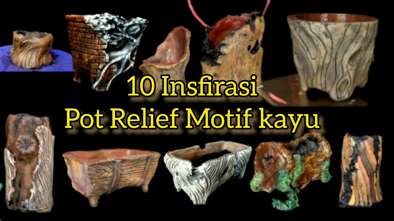 10 Insfirasi Pot Relief Motif Kayu Menggunakan Barang Bekas #diy #msrelief
