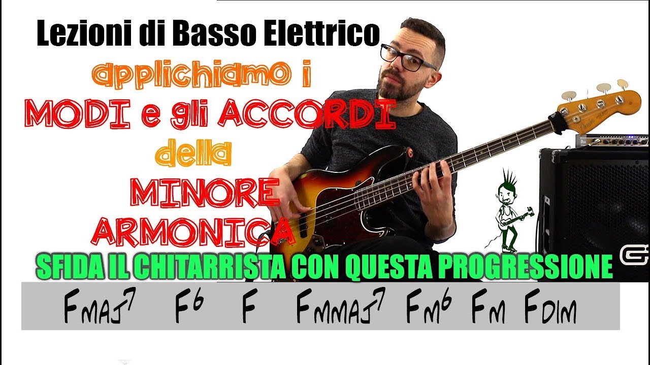Lezioni di Basso 45 - Minore Armonica - applichiamo i Modi e gli Arpeggi