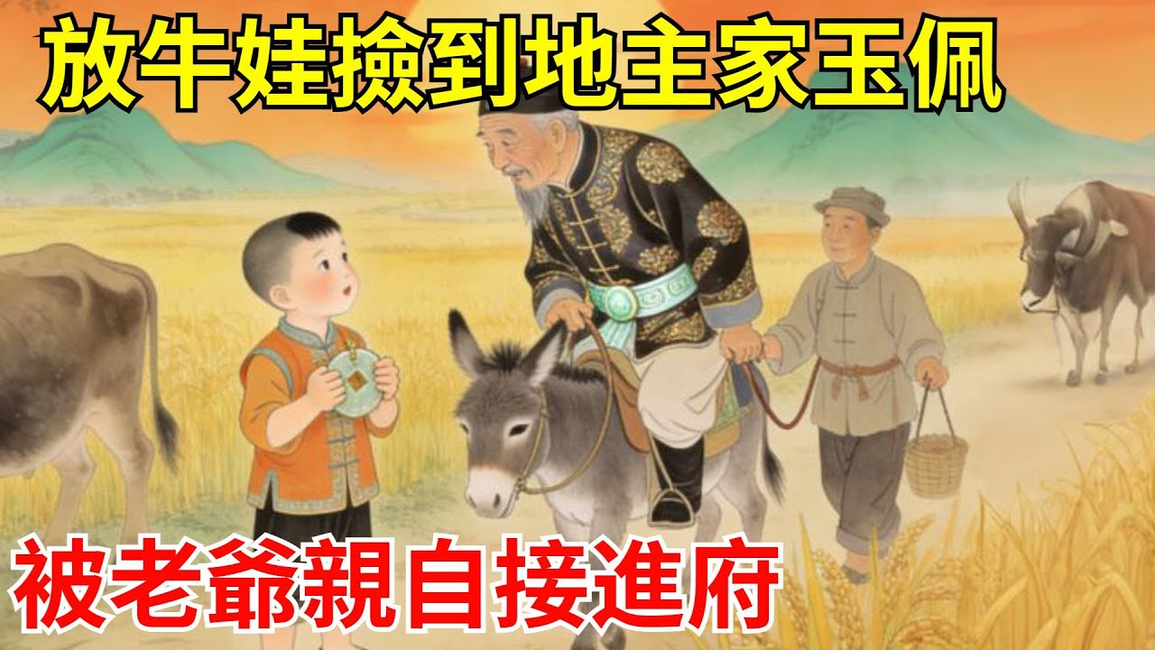 8歲放牛娃撿到地主家玉佩，餓得眼冒金星也不賣，蹲橋頭等三天，被老爺親自接進府，十年後竟成一方大員！#故事頻道#聽書#民間故事#說書#善有善報#爽文