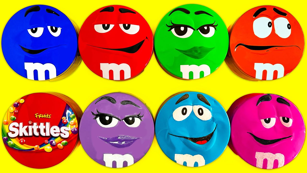6 Minutes Satisfying with ASMR Unpacking Colorful Skittles and Sweet M&M'S Candy From Brilliant Tins