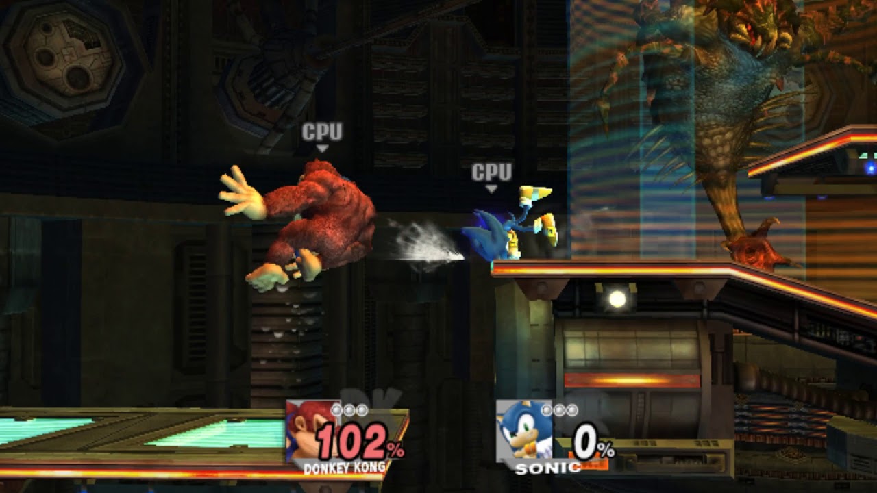 Super Smash Bros Brawl: Red Donkey Kong VS Gold Sonic