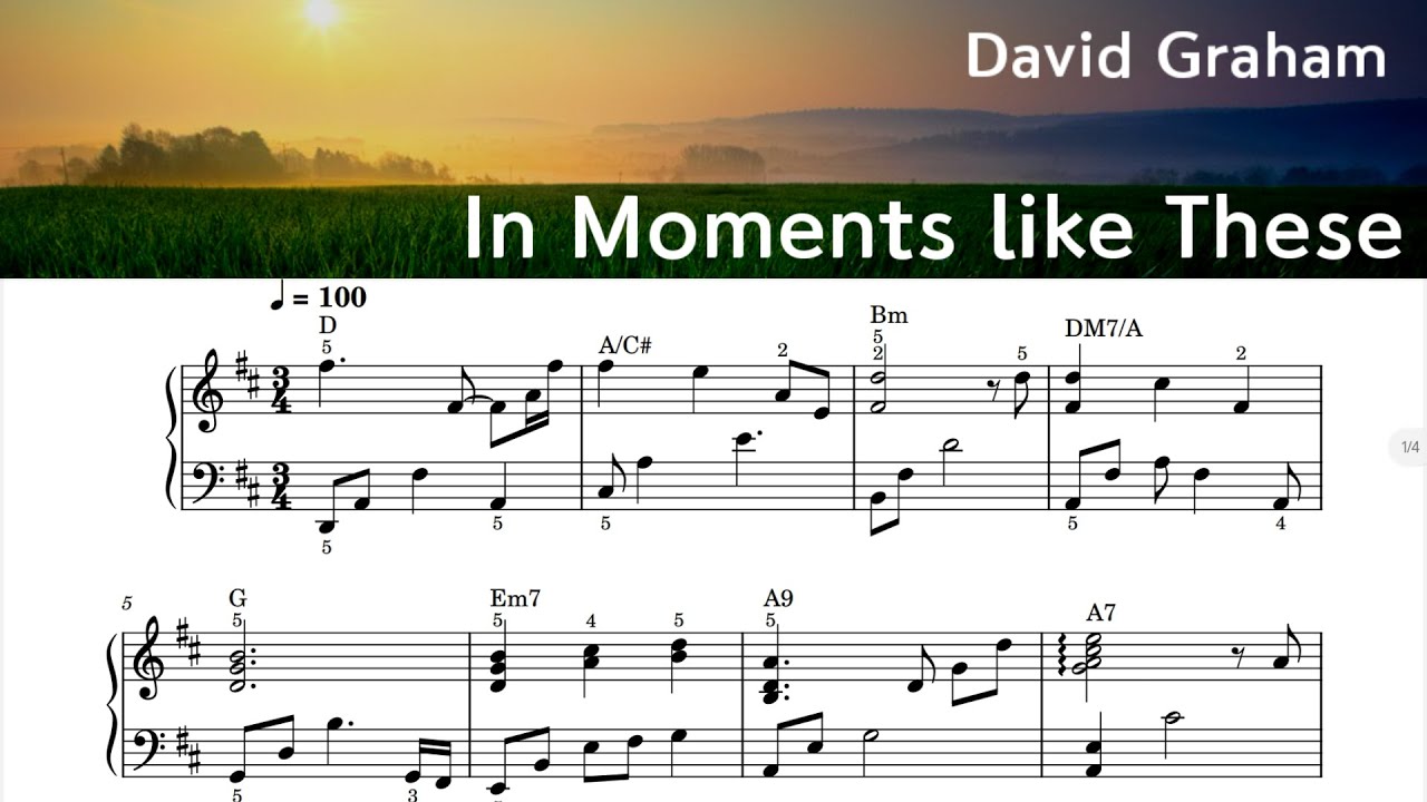 In Moments like These/ Piano Sheet Music /  David Graham / by SangHeart Play