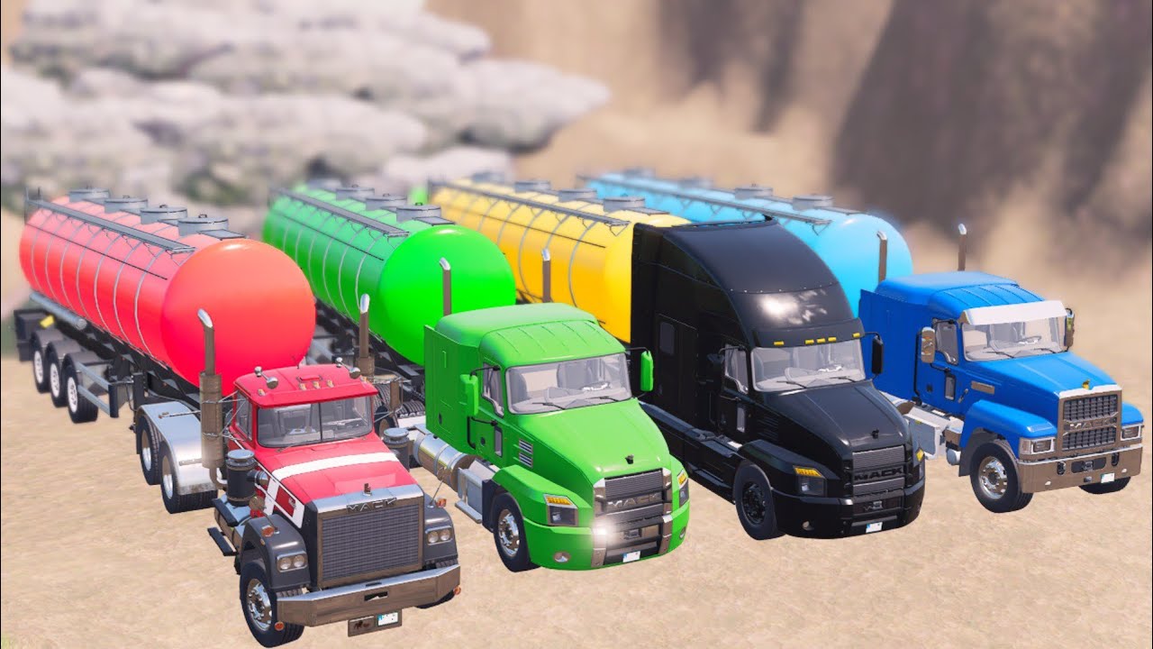TRANSPORTING PUBLIC WORKS VEHICLES MIXER TRUCK AMERICAN TO GARAGE WITH ALL COLORS #02