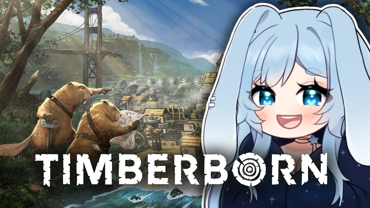 [TIMBERBORN] FIRST TIME building colony of BEAVERS! | Bunny Vtuber Live