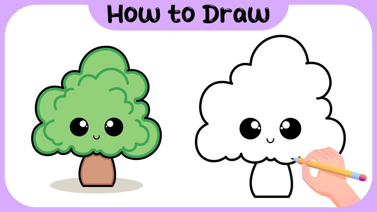 how to draw a cute tree | step by step