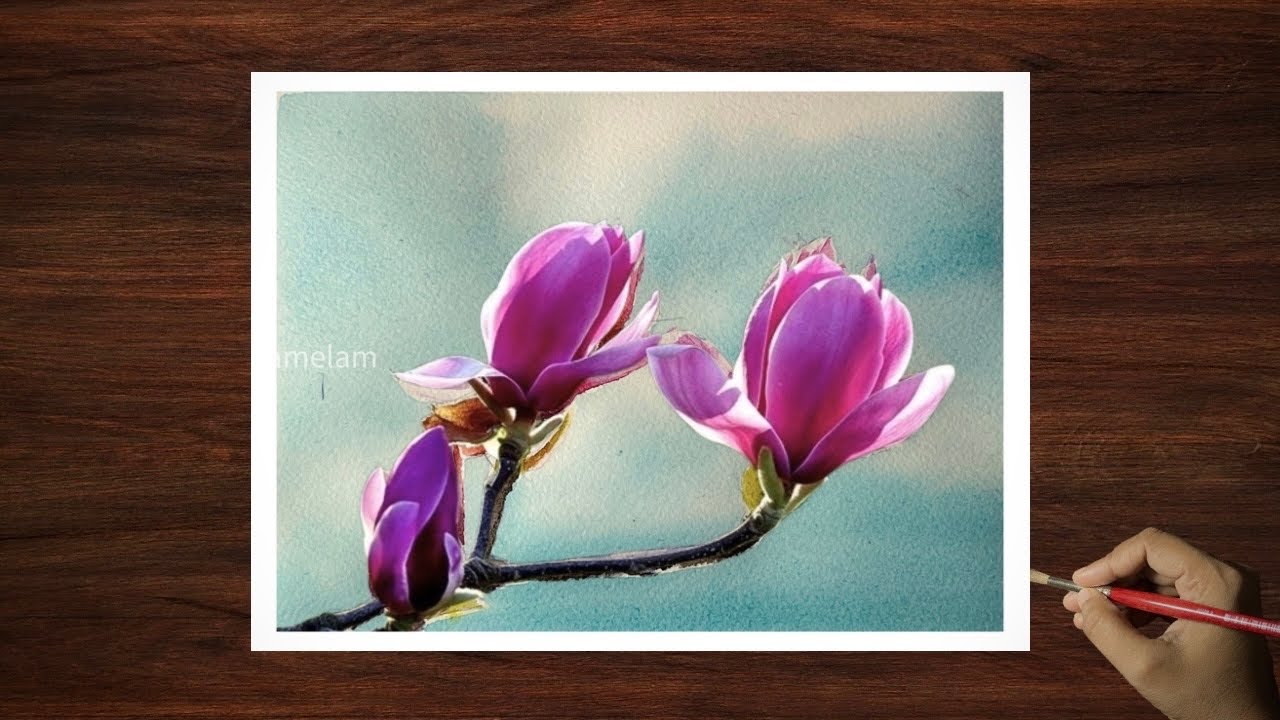 Watercolor Magnolia Painting | Spring Watercolor