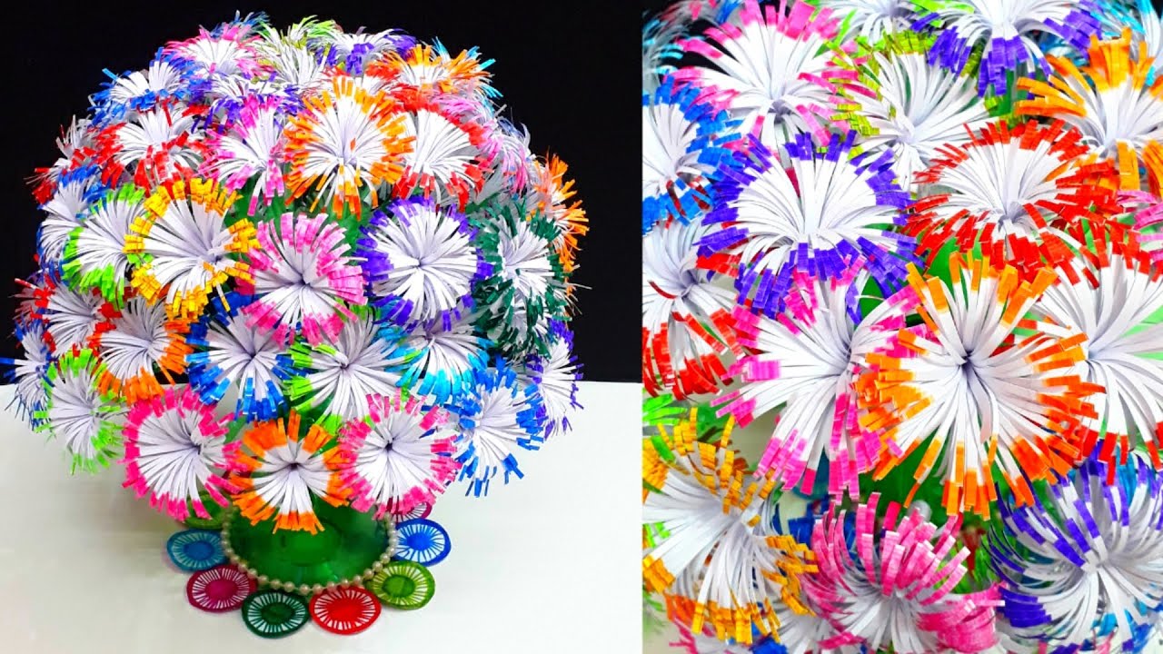 Bouquet/Guldasta made with  Plastic bottles & Papers flowers  |DIY  room decoration idea