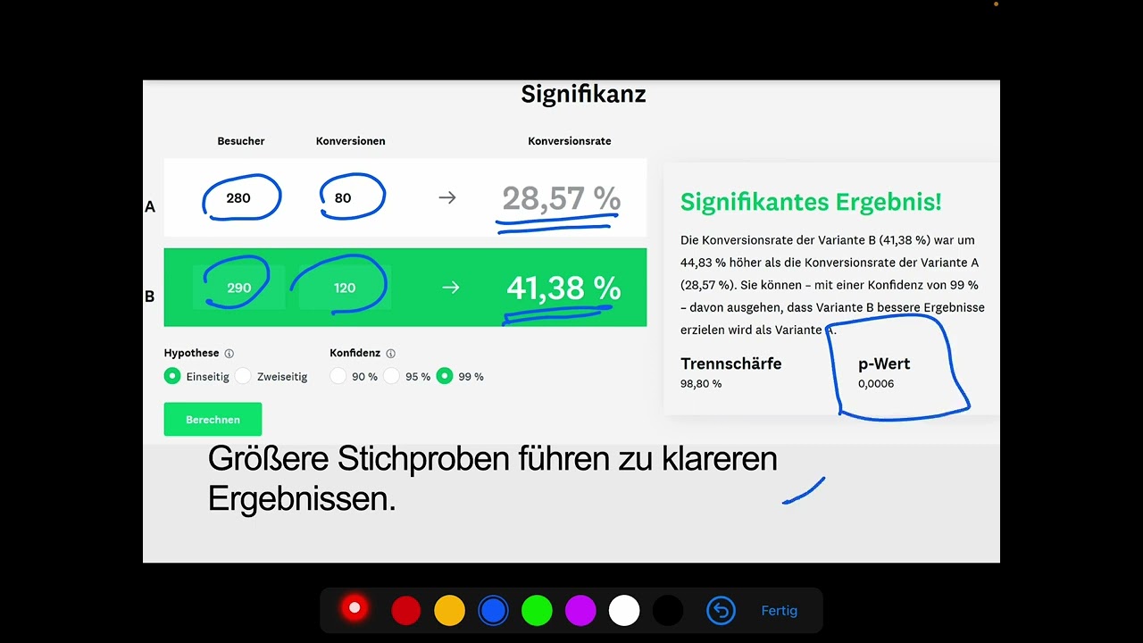 P-Wert mit einem Online-Rechner bestimmen (Signifikanz f&uuml;r Schulprojekte)