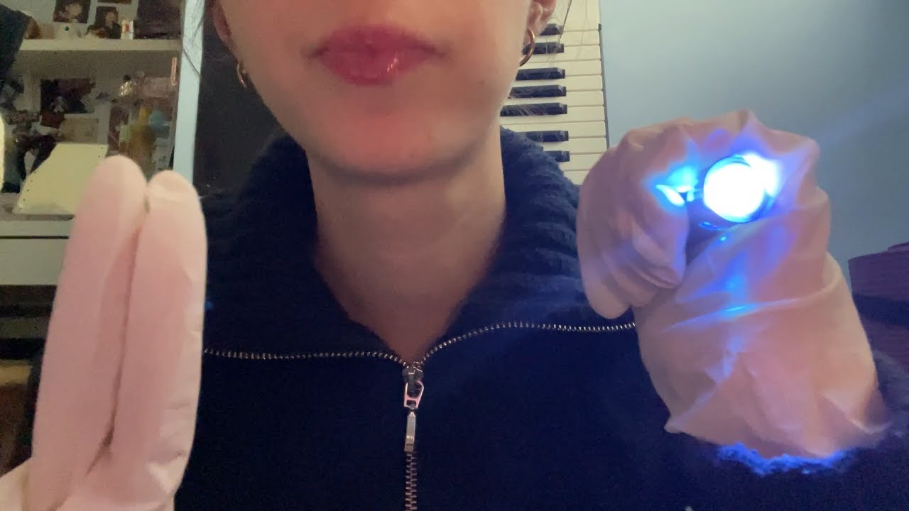 asmr cranial nerve exam (latex gloves)
