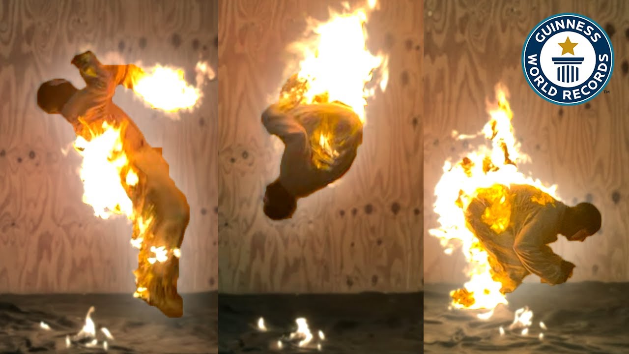 Backflipping Whilst On Fire - Guinness World Records