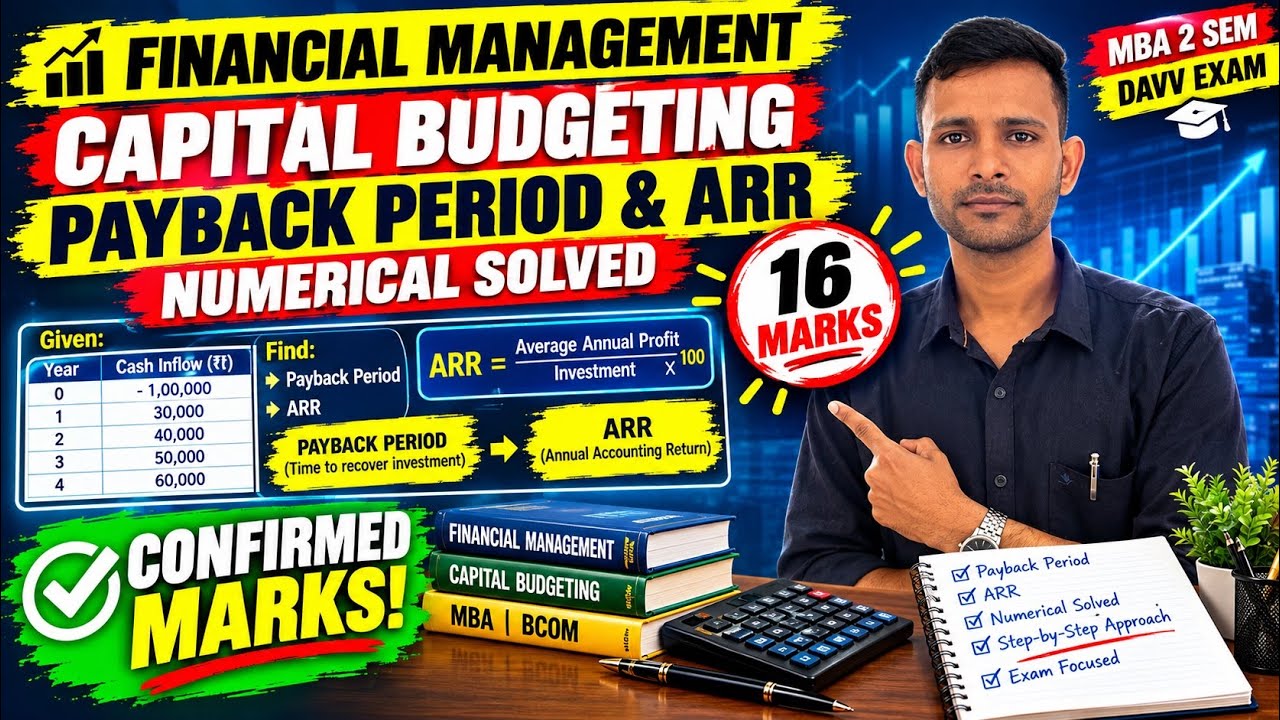 Capital Budgeting | Pay Back Period | MBA 2 Sem | Financial Management | DAVV | MBA Exam | ARR | NET