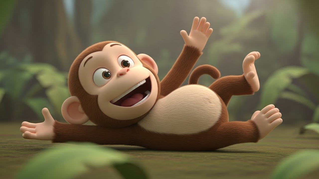 Глупая обезьянка поскользнулась на банане 🐒🍌🤭 | Мультфильм для детей и весёлые приключения