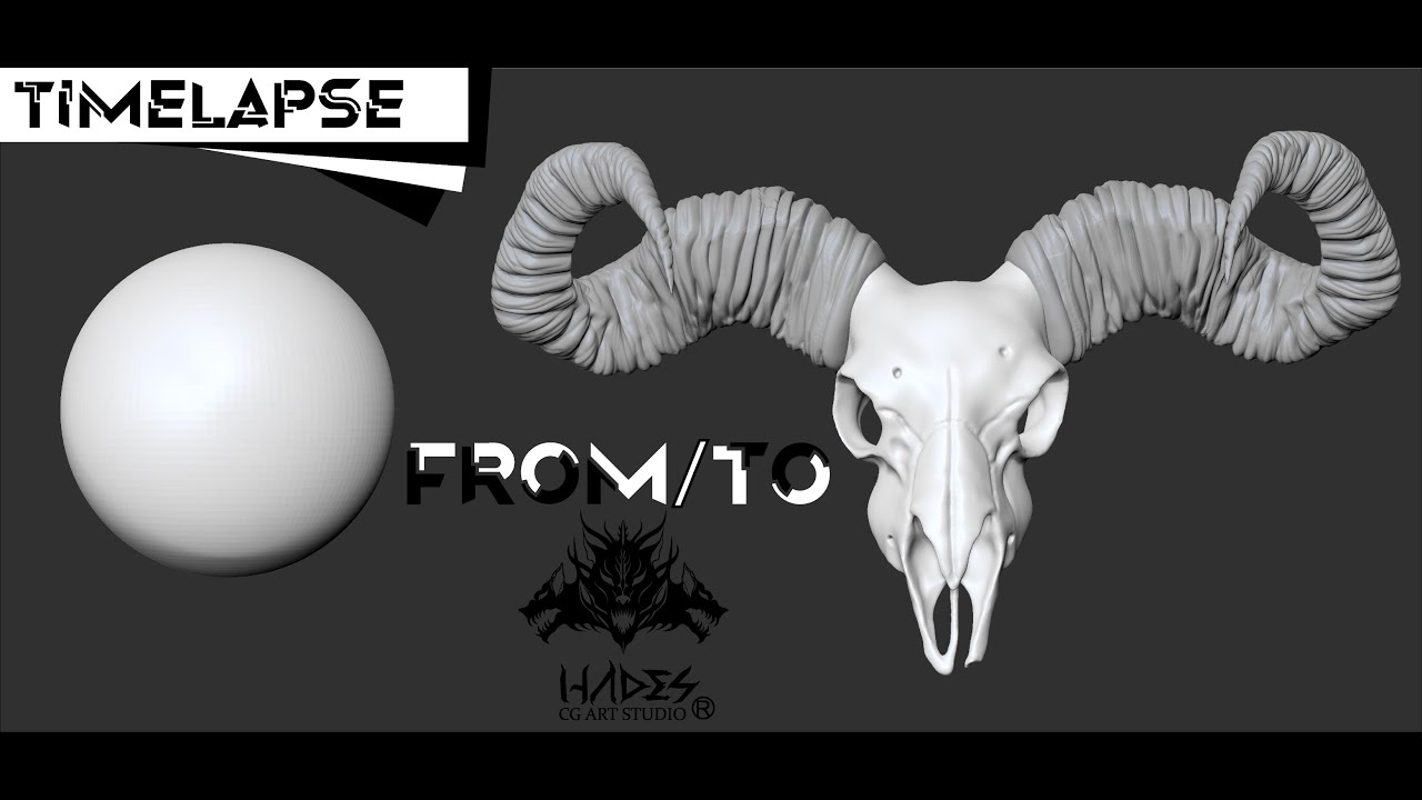 Zbrush - Time lapse sculpting - Goat skull