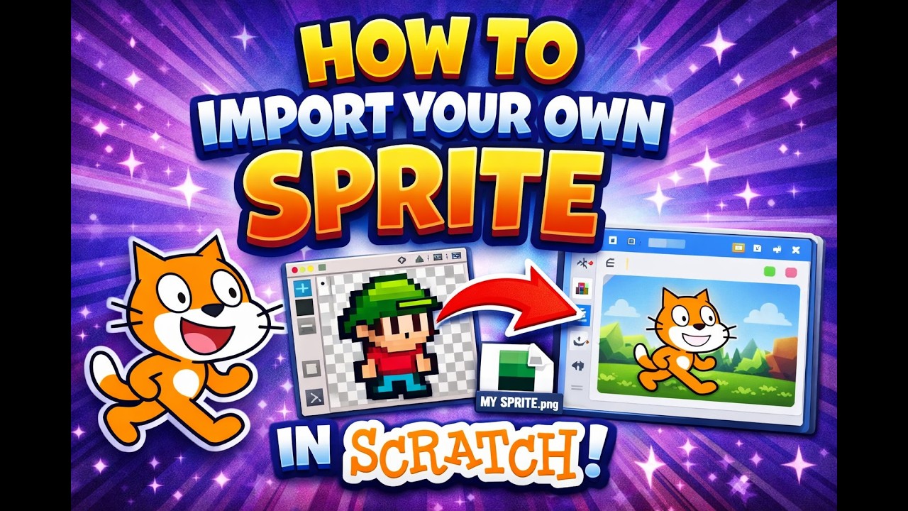 Tutorial on how to import your own costume sprite in scratch.