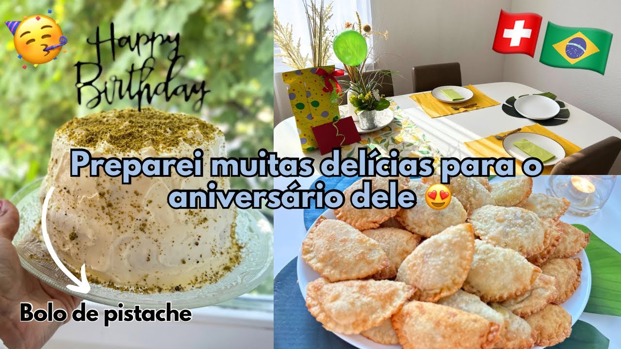 Aniversário do meu Esposo 😍 Fiz bolo🎂de PISTACHE massa Chiffon e Pasteizinhos para comemorar🎈🎉🥳