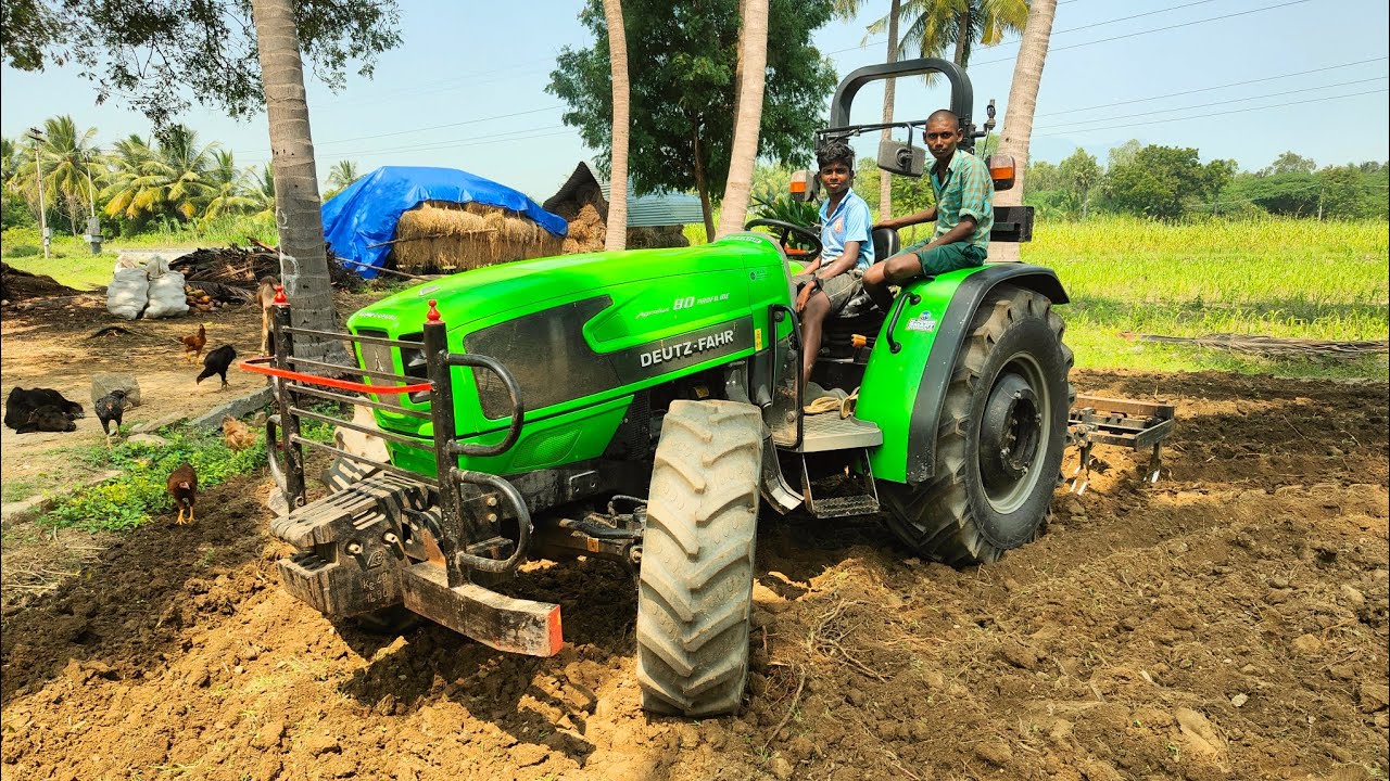 Deuty-fahr 80hp 4wd demo tractor 9point cultivator performance in coconut 🥥 farmland