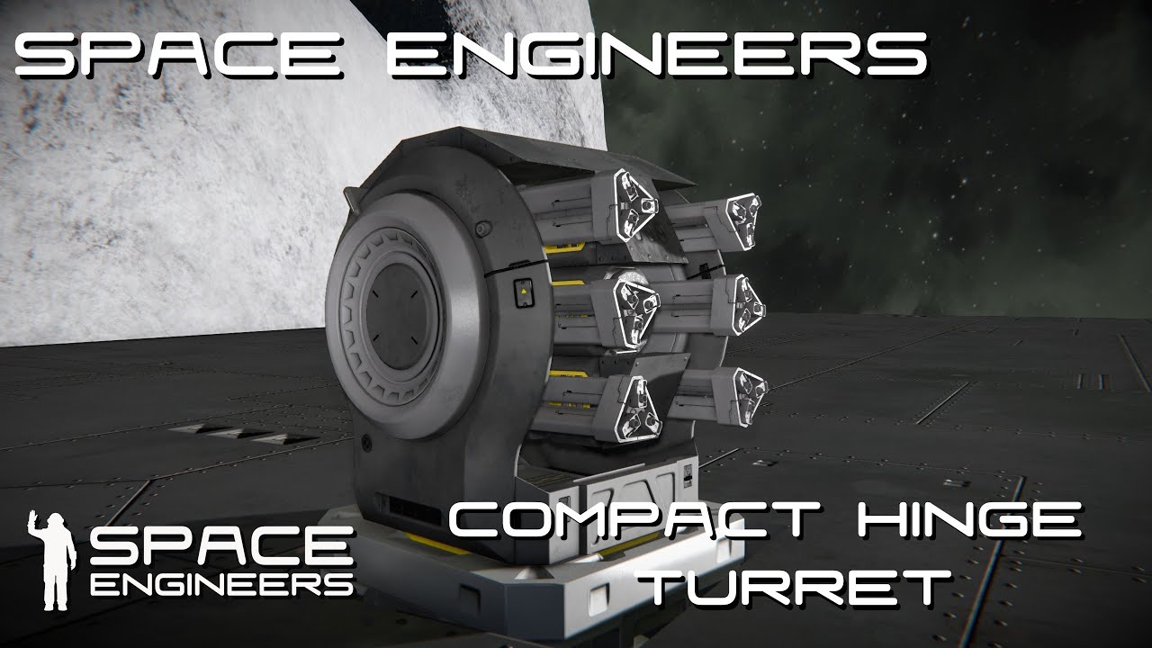 Space Engineers - How to Build Compact Hinge Turrets - Warfare 2 Custom Turrets!!