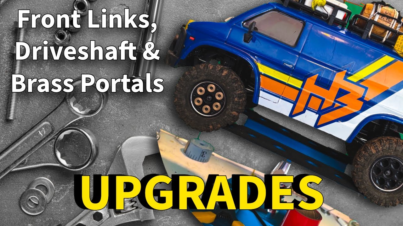 Upgrading the Hobby Plus CR18P Evo 2 RC Rock Van! Front drive shaft, links and brass portals