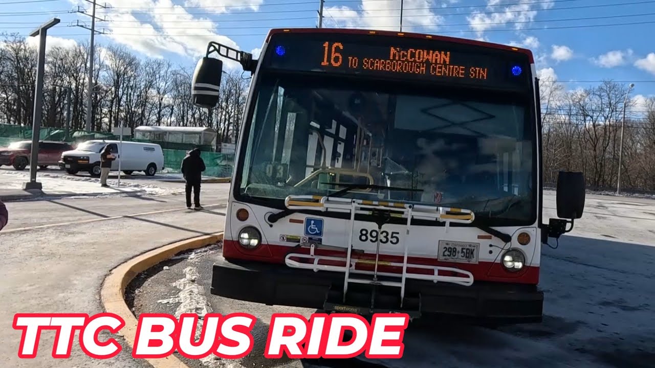 TTC 16 McCowan Bus Ride from Scarborough Centre Station to Warden Station 