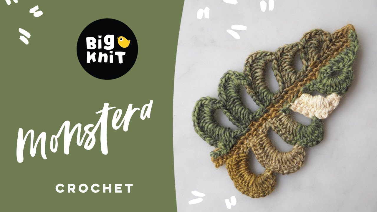 Crochet tutorial : Monstera Coaster สอนถักที่รองแก้วลายใบมอนสเตอร่า ใบด่างยอดฮิต #Monstera #crochet