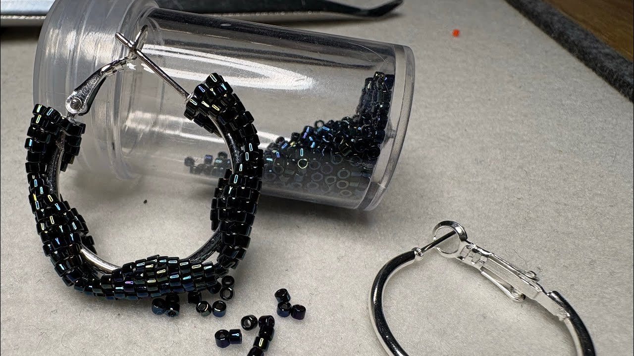Flat Peyote Stitch Hoop Earrings | Beginner Beading Tutorial