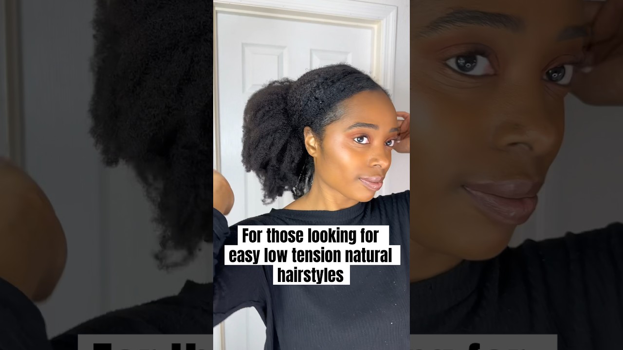 Easy low tension natural hairstyles😊 Low bun tutorial #naturalhaircare #naturalhairstyles #4chair