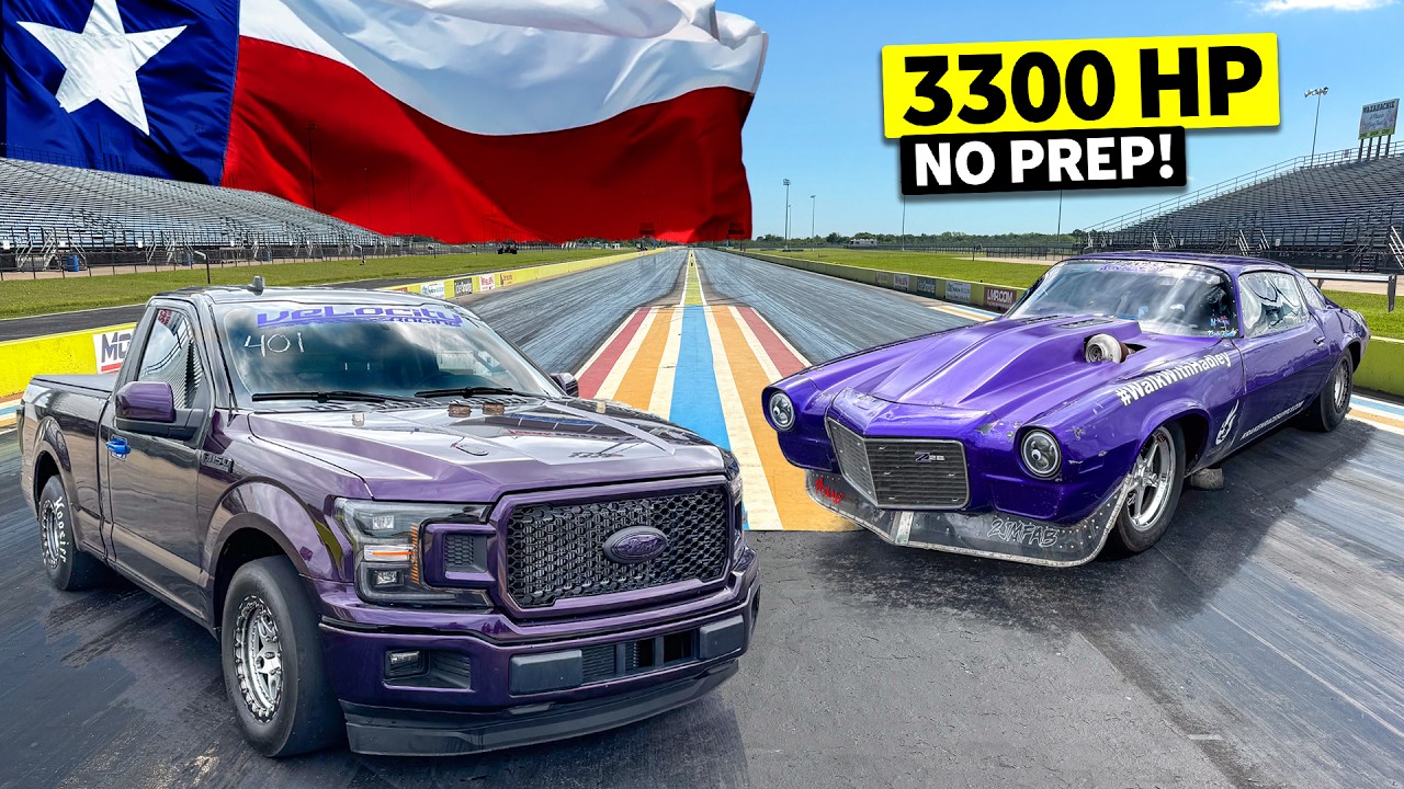 Большая техасская битва! 1800-сильный Chevrolet Camaro без подготовки, король дрэг-рейсинга, 1500...