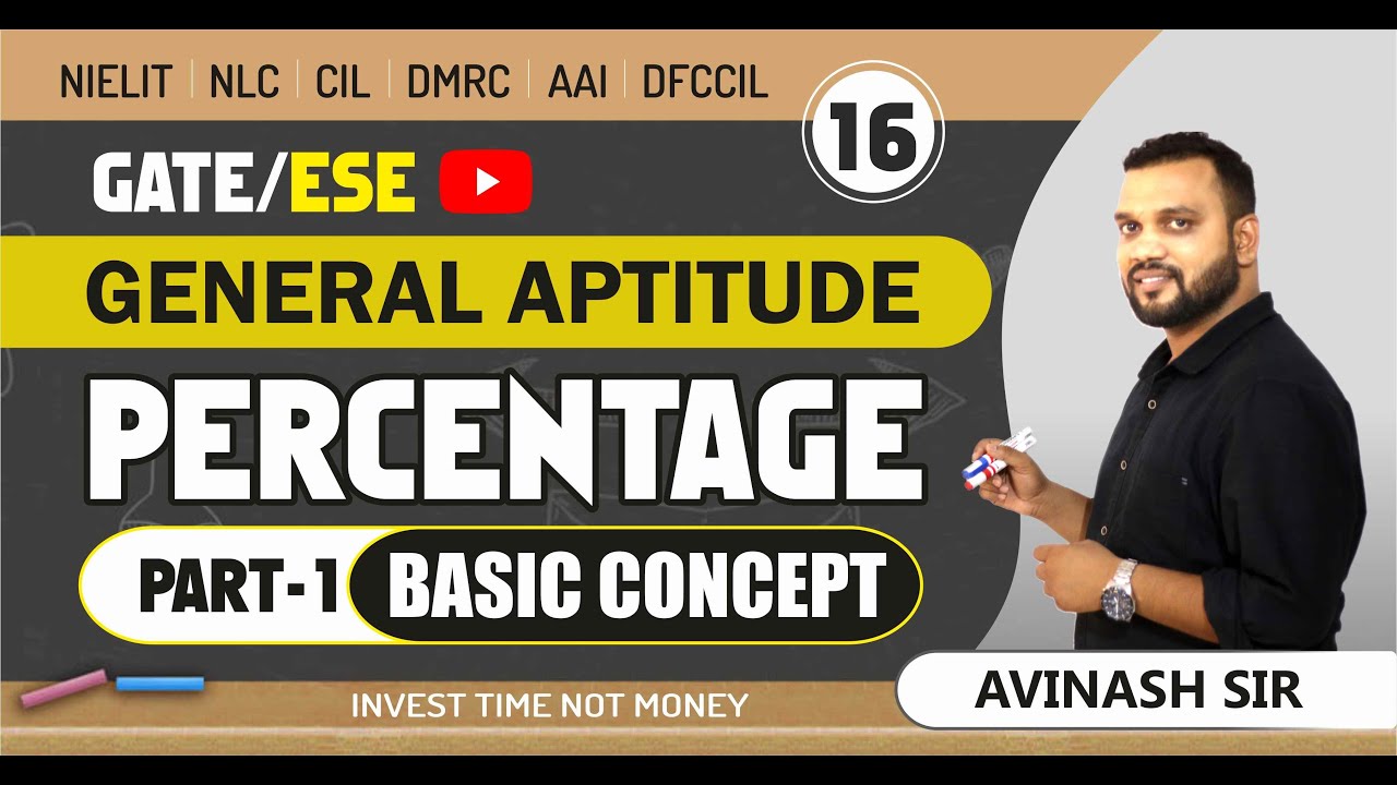 Percentage (Part-1) | Basic Concepts of Percentage | Aptitude by Avinash Sir