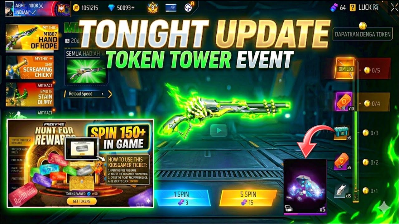 BERBURUTHR PULSA EVENT VOUCHER USE AND TOKEN TOWER IN FREE FIRE INDONESIA SERVER🇮🇩❤️&zwj;🩹 #FF #update