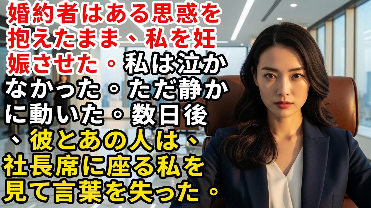 婚約者はある思惑を抱えたまま、私を妊娠させた。私は泣かなかった。ただ静かに動いた。数日後、彼とあの人は、社長席に座る私を見て言葉を失った。