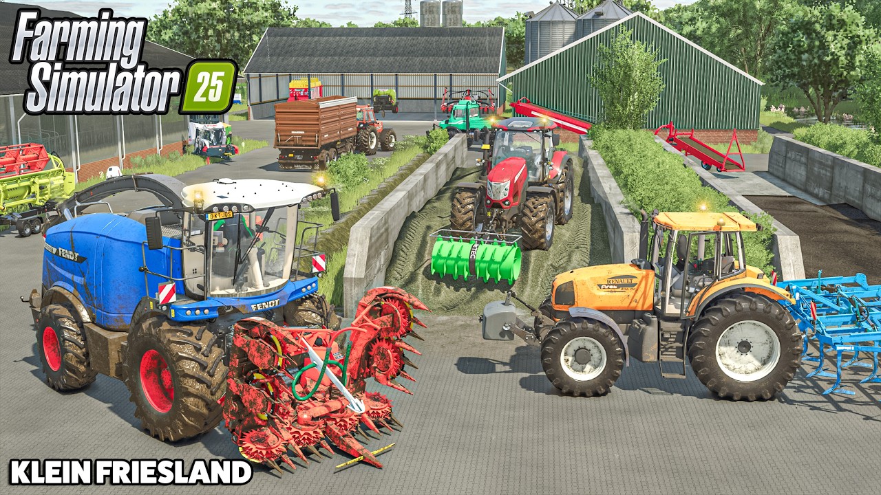 MAIZE CHAFF COMPACTING & SILAGE FEEDING | KLEIN FRIESLAND | Farming Simulator 25