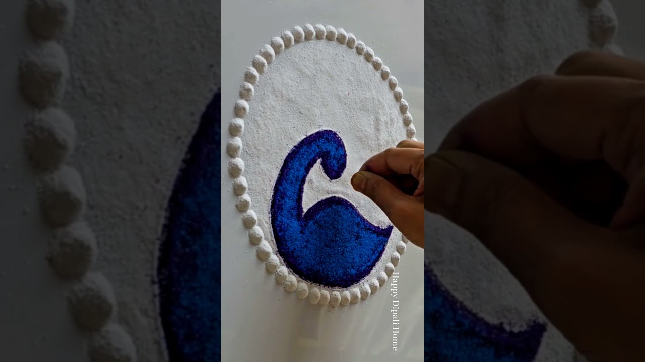 Diwali special easy Peacock rangoli | morachi rangoli | मोर रंगोली | satisfying video