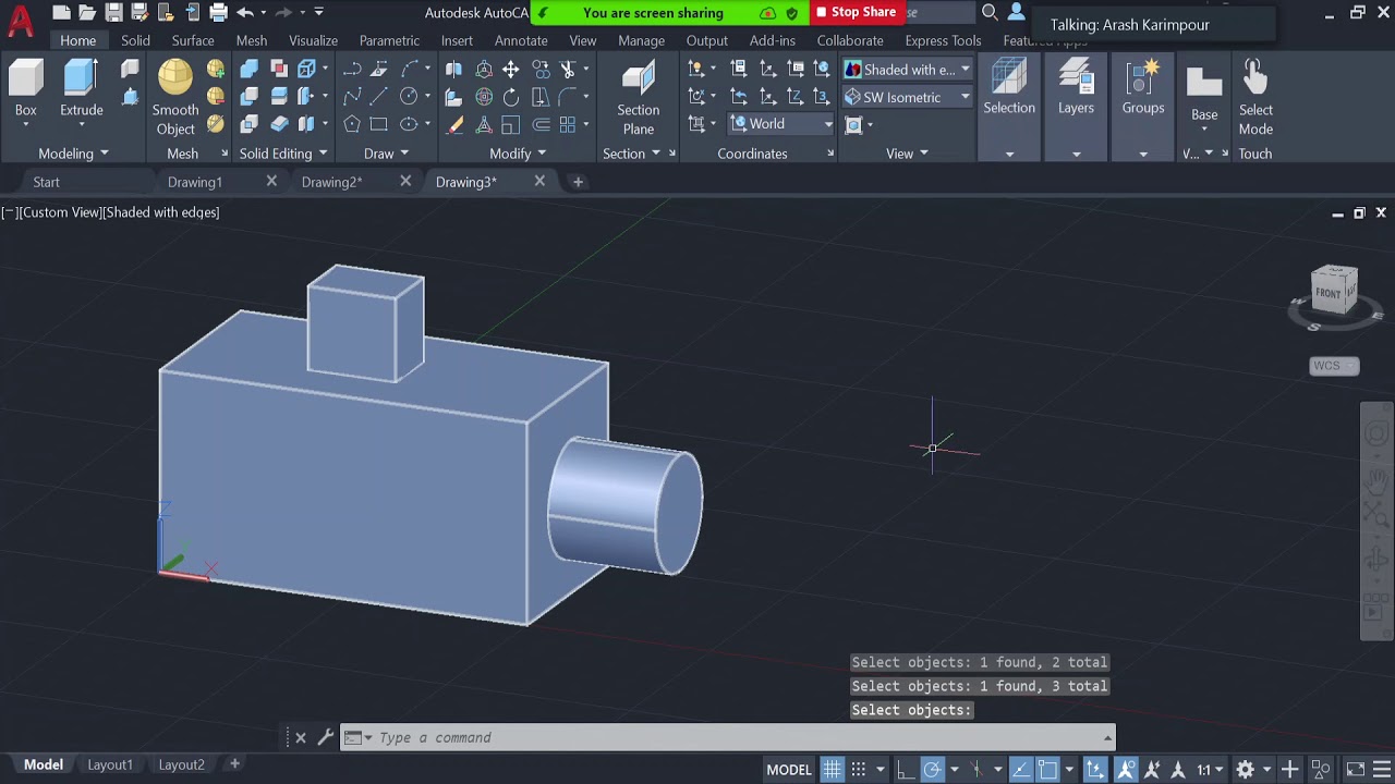 55: Use Union to Join 3D Drawings (AutoCAD Tutorial)