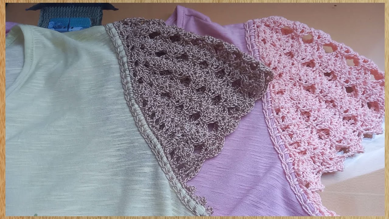 Manga de crochê para blusa ou regata, customização, passo a passo.