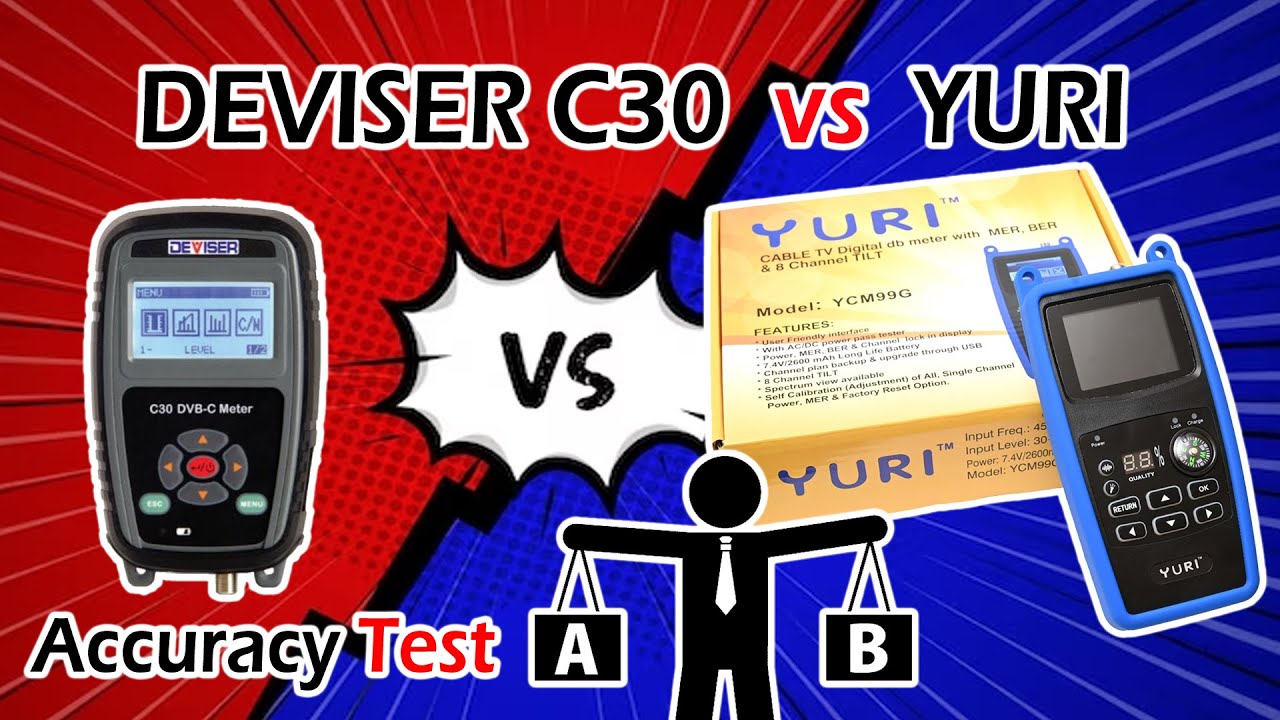 Low Budget YURI YCM99G vs DEVISER C30 Digital Meter Comparison Video: RF Level, MER Accuracy Test