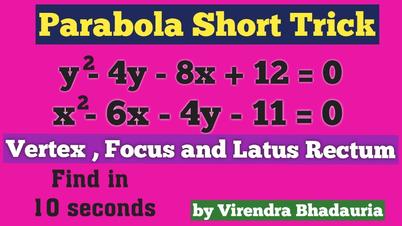 Parabola short trick to find vertex focus latus rectum | TGT/PGT/IIT/NDA Conic sections