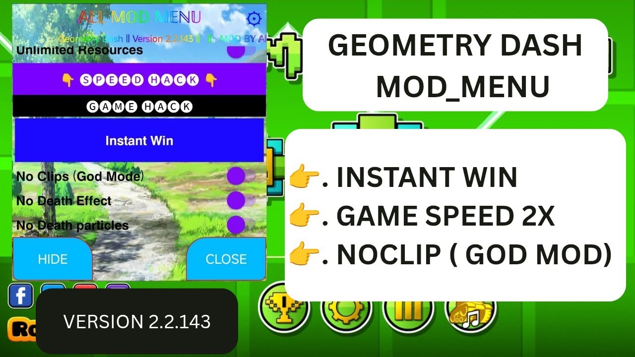 Geometry Dash || Version 2.2.143 || Mod_Menu
