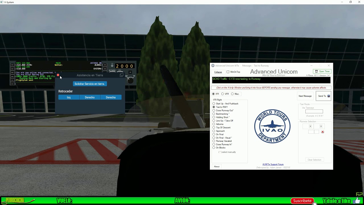 [X Plane 11] HERRAMIENTA PARA IVAO | ADVANDCED UNICOM  |  IDEAL PARA VUELOS SIN CONTROL ATC  ESPA&Ntilde;OL