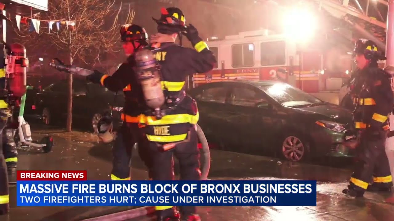 Massive fire burns block of Bronx businesses