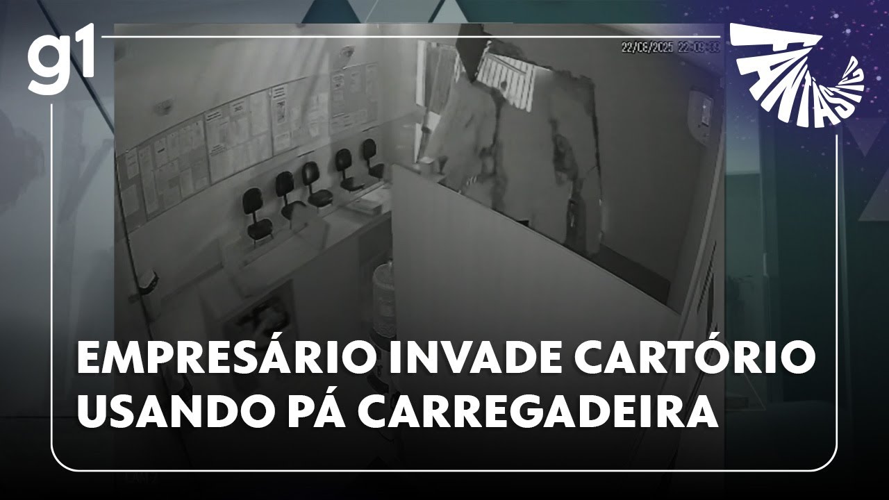 Fant&aacute;stico: Empres&aacute;rio invade cart&oacute;rio no Paran&aacute; usando p&aacute; carregadeira