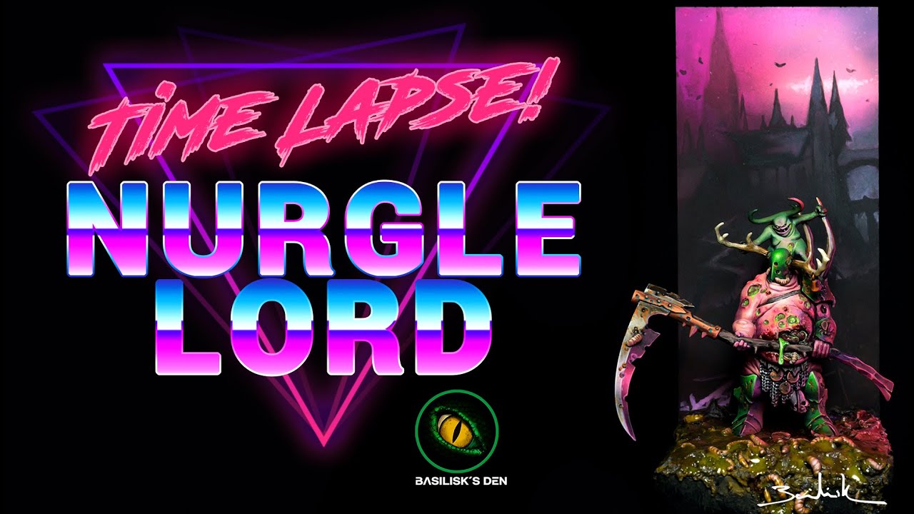 Painting TIME LAPSE | Nurgle Lord | Visual ASMR in miniature | Background & OSL
