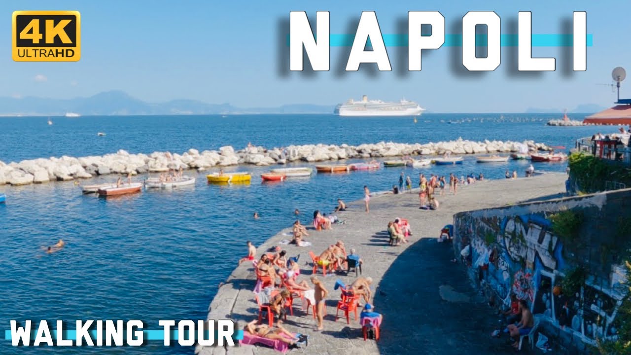 Napoli Summer Beach Walk | Italy Short Walking Tour - 4K UHD