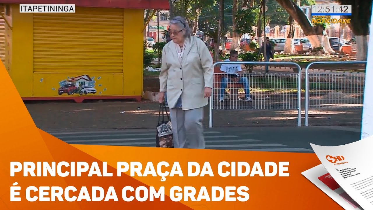 Principal praça da cidade é cercada com grades - TV SOROCABA/SBT