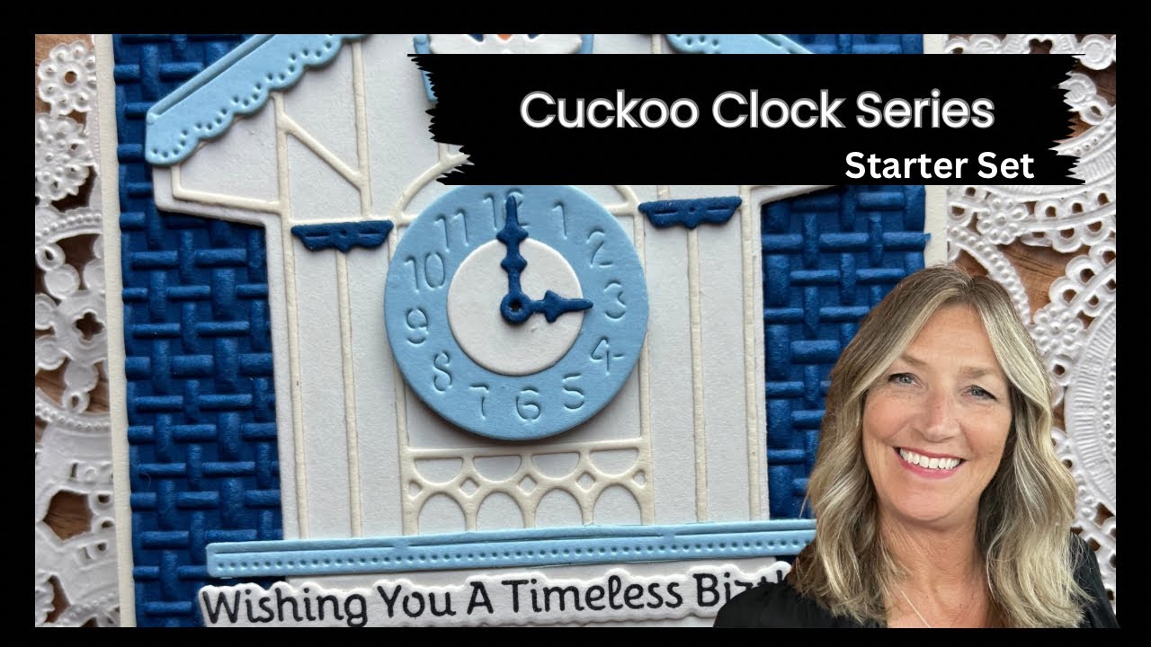Spellbinders Cuckoo Cottage  Die | Starter Set & Seasonal Add-Ons | Cream & Blue 3D Embossed Card