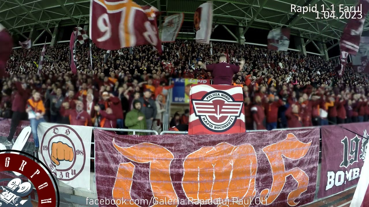 4K Hai Rapidul hai Realul, cântă huliganii-ncepe iar scandalul @ Rapid - Farul (1-1) 1.04.2023