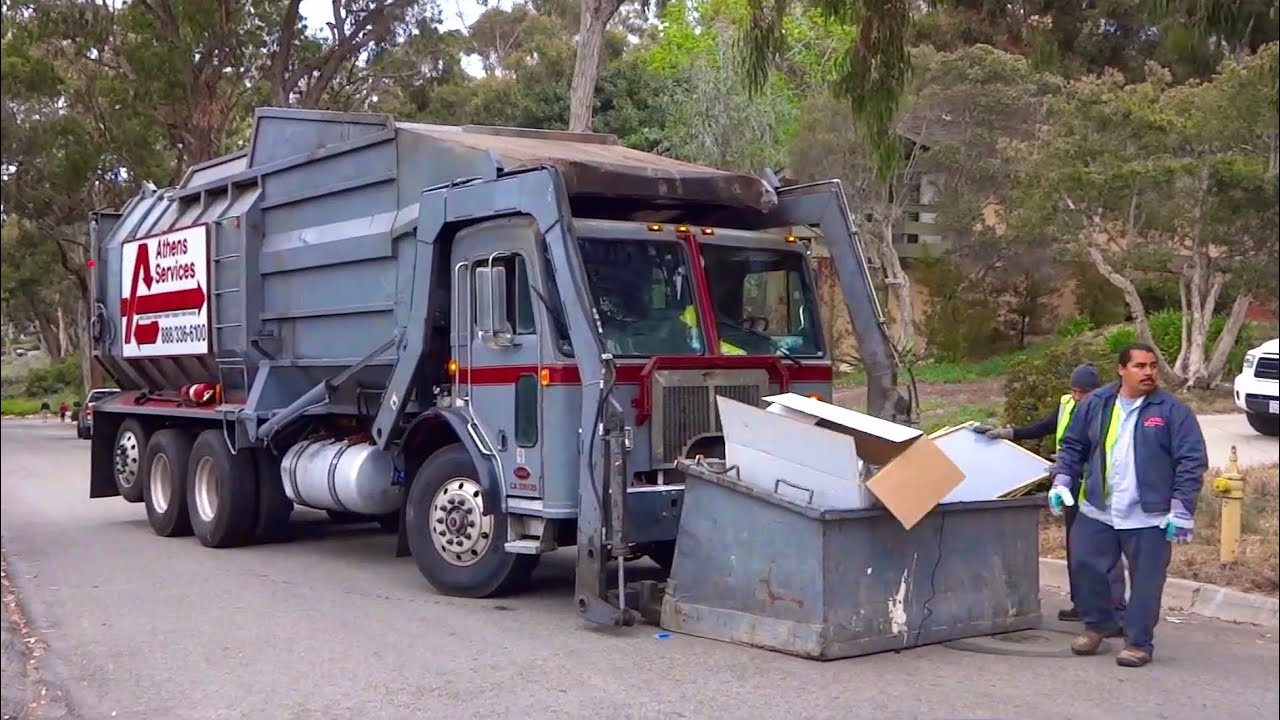 Athens Services Community Clean Up - Garbage Trucks Loading Bulky Items