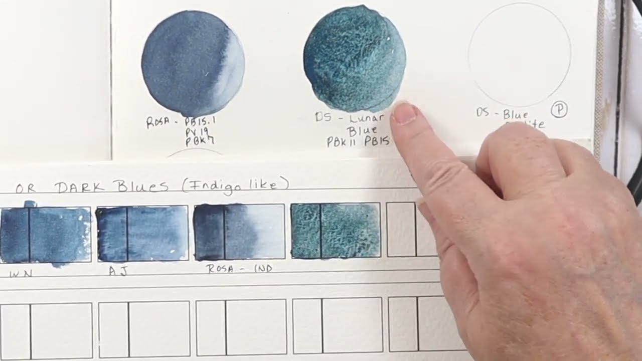 Studio Session Showcasing The Differences Between Indigo And Dark Blue Watercolors